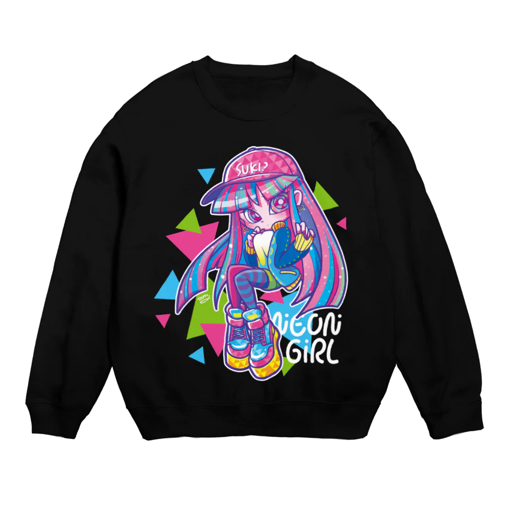 ＴＡＭ＋α◆SUZURIのネオンガール Crew Neck Sweatshirt