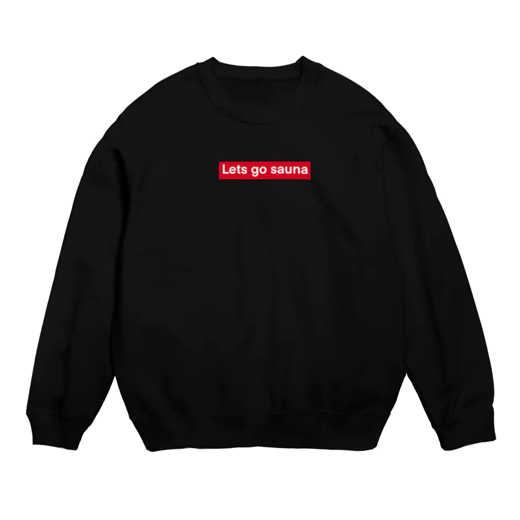 Lets go sauna サウ公/サウナーのLets go sauna/レッツゴーサウナ(ロゴ白赤枠) Crew Neck Sweatshirt