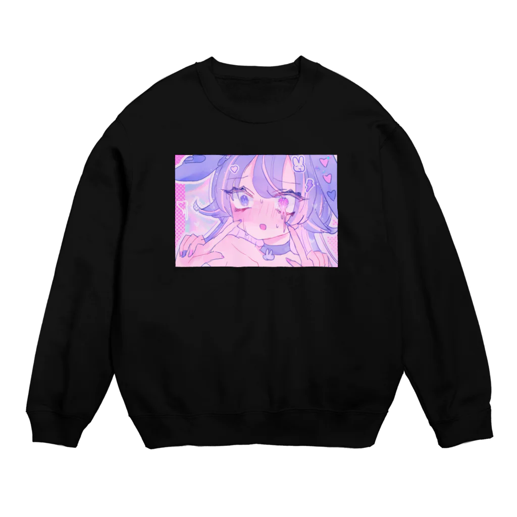 あくむ病院のうさぎ ぱにっく! black Crew Neck Sweatshirt