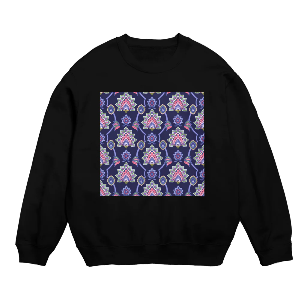 Katie（カチエ）のインド風の植物柄（紫） Crew Neck Sweatshirt