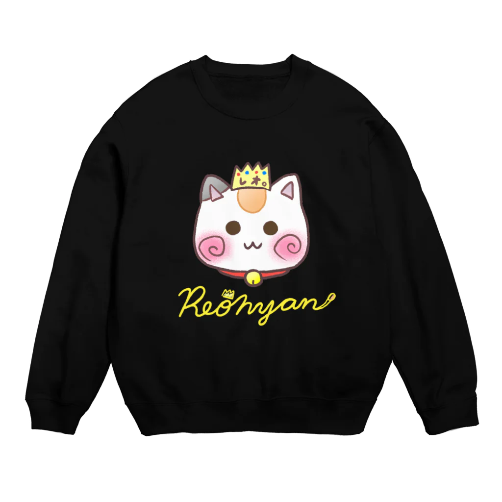 旅猫王子れぉにゃん👑😼公式(レイラ・ゆーし。)の(黄色ロゴ)顔だけ☆れぉにゃん Crew Neck Sweatshirt