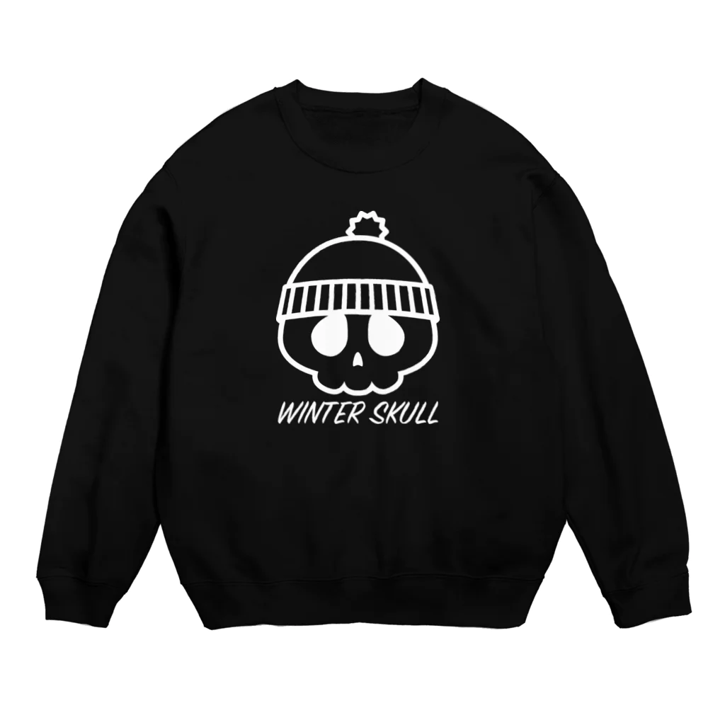 QUQU_WORKSのウィンタースカル ニットキャップドクロ ホワイト Crew Neck Sweatshirt