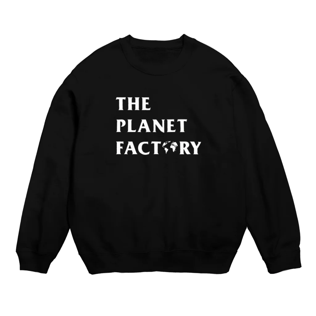 theplanetfactoryのwhite logo Crew Neck Sweatshirt