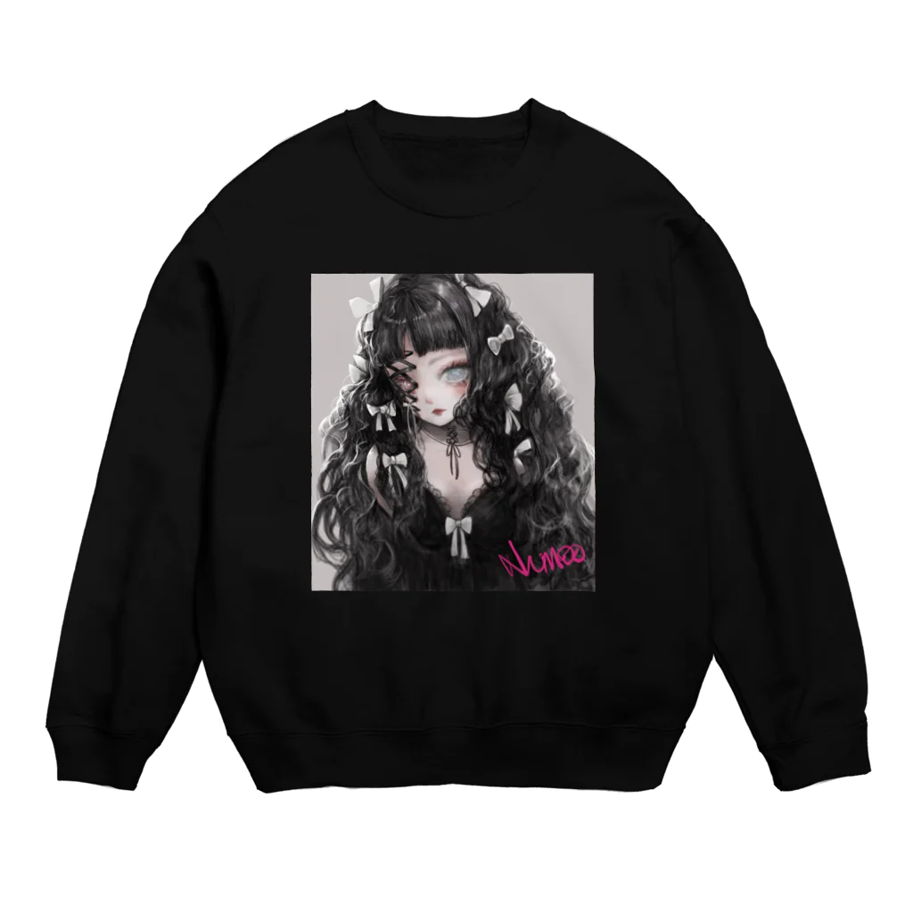 二猫/NIMOO -SHOPの黒いリボン Crew Neck Sweatshirt