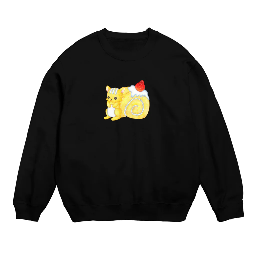 satoayaのアニマルカフェのフードアニマル　ロールケーキリス Crew Neck Sweatshirt