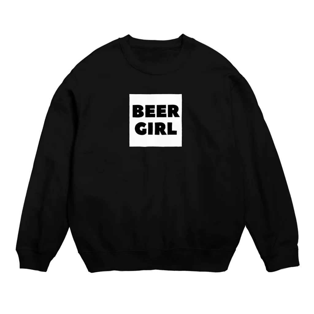 BEERのビールガール_黒字(白背景) Crew Neck Sweatshirt