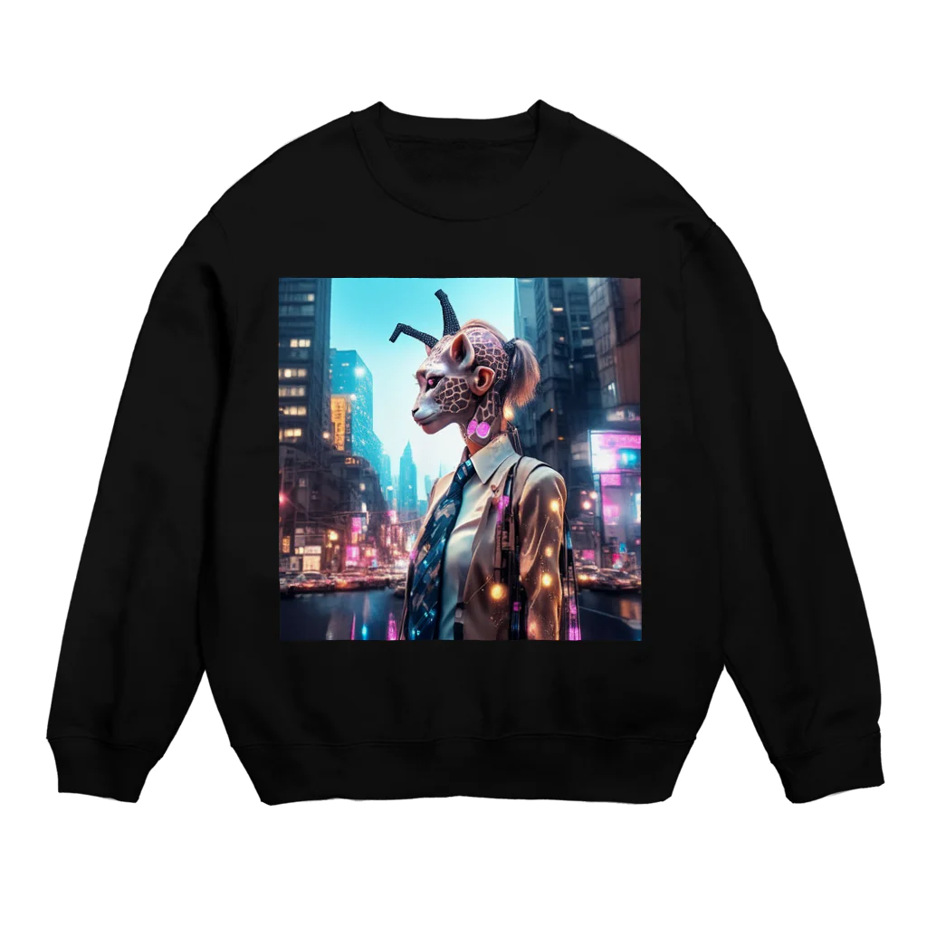 𝔔𝔘𝔒ℜℑ𝔄のCyberpunk giraffe Crew Neck Sweatshirt