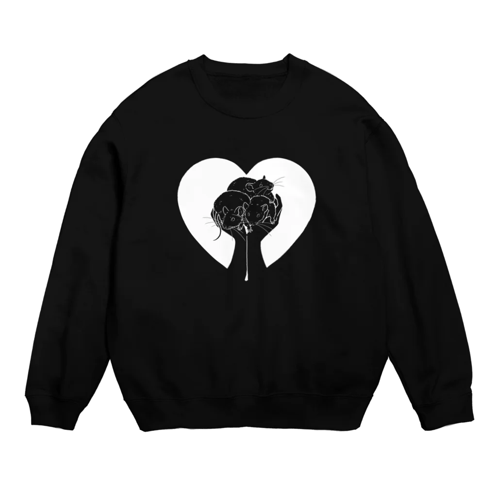 YouStoreのモフモフ可愛いファンシーラット（白） Crew Neck Sweatshirt