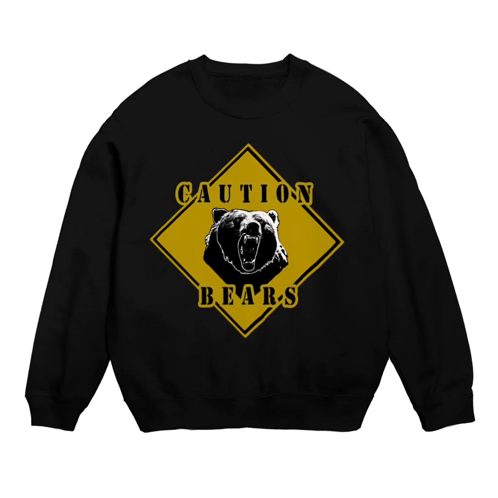 PALA's SHOP　cool、シュール、古風、和風、のCAUTION- Bear　４ Crew Neck Sweatshirt