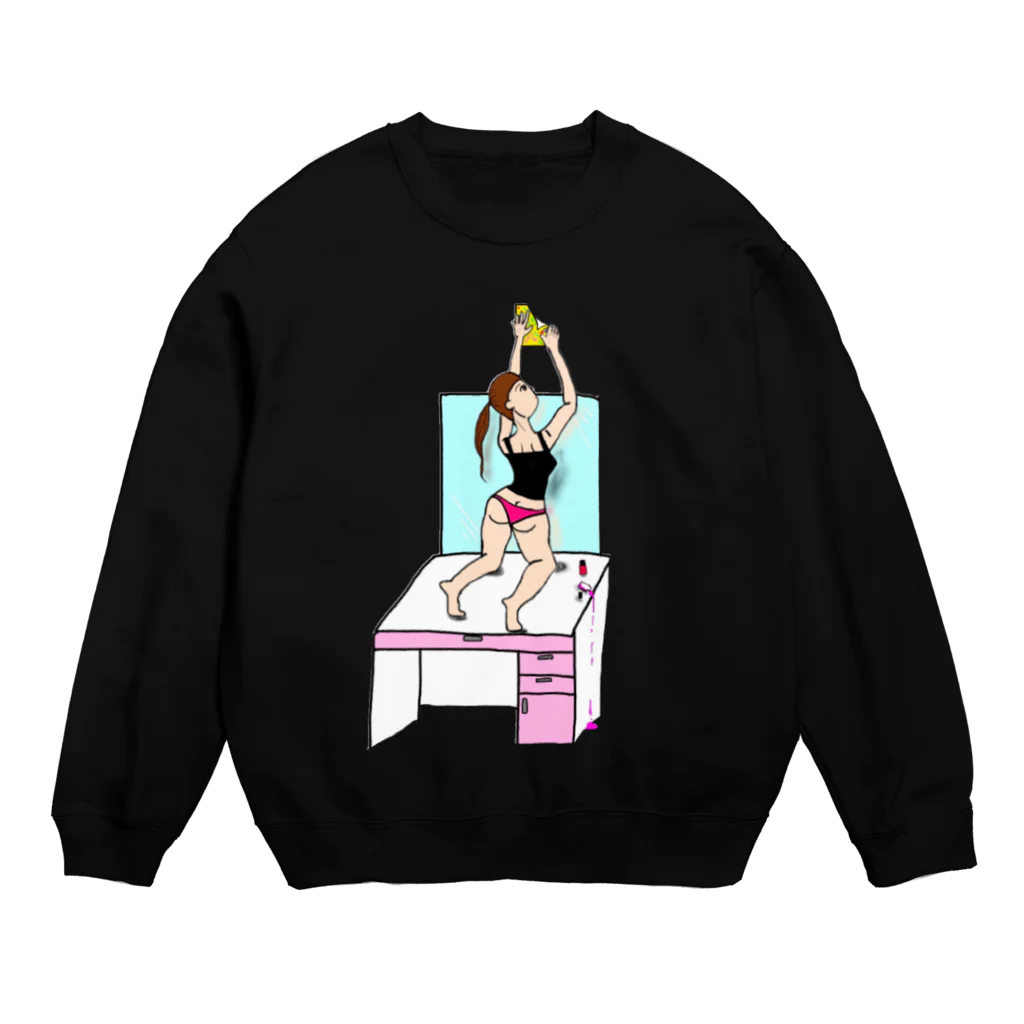 広島乃愛＄の一点集中 Crew Neck Sweatshirt