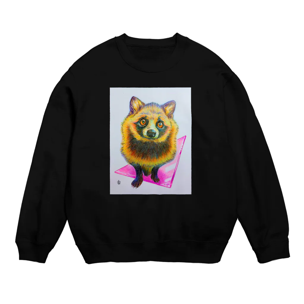 しましま画廊のあざとタヌキ Crew Neck Sweatshirt