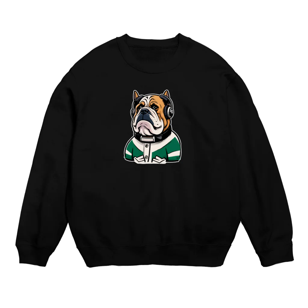 ビューティフルハードコアイラストレーション-DESIGN STOREの音楽を聴くお犬様 Crew Neck Sweatshirt