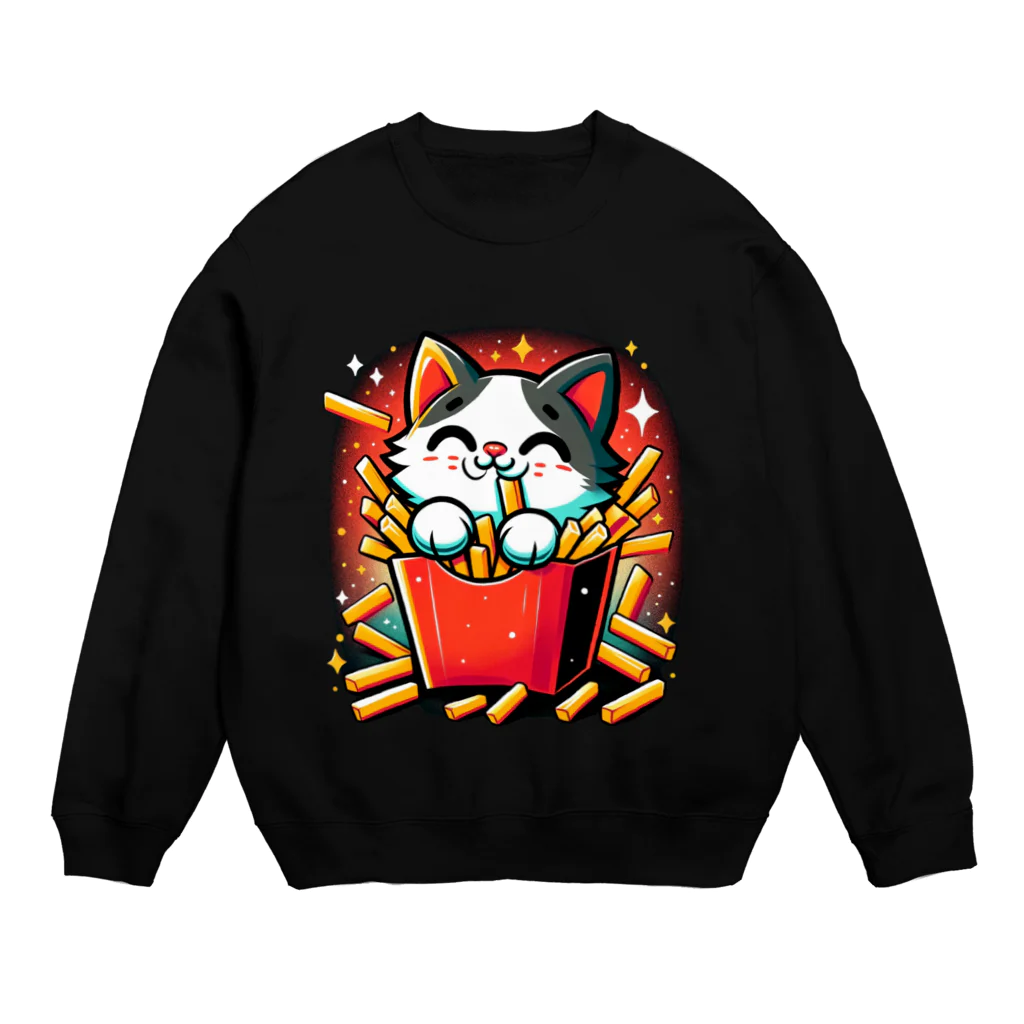 StyleMeのポテトを食べる猫 Crew Neck Sweatshirt