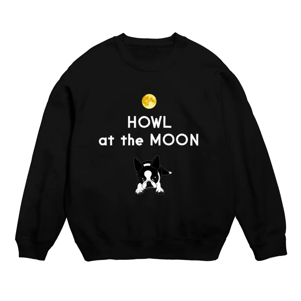 コチ(ボストンテリア)のボストンテリア(HOWL at the MOON ロゴ)[v2.8k] Crew Neck Sweatshirt