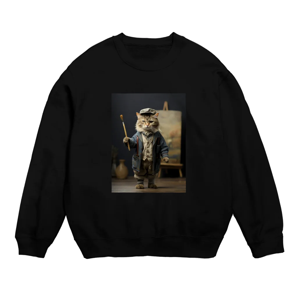 オシャネコのオシャネコ（画家バージョン） Crew Neck Sweatshirt