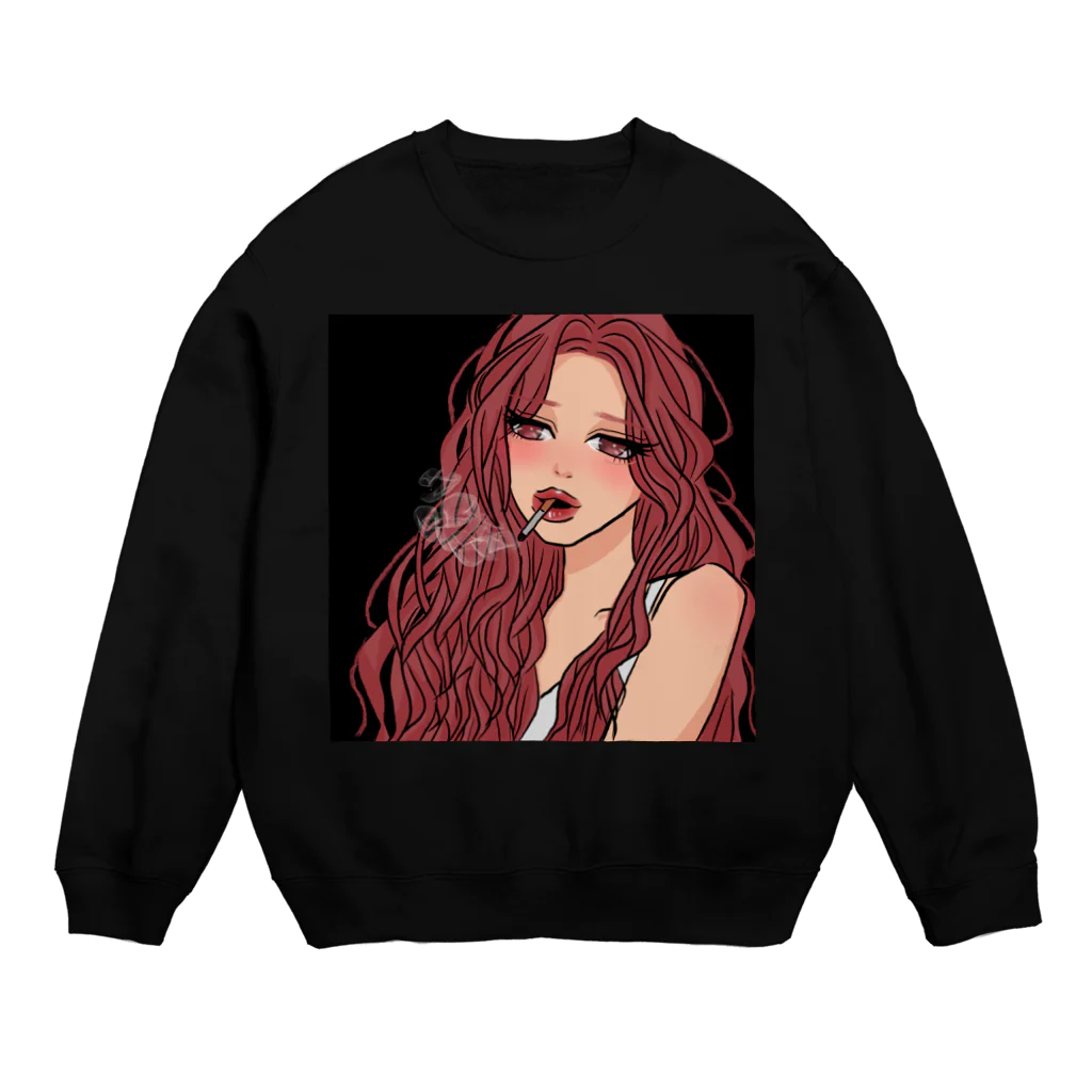 MONICOの女の子タバコイラスト Crew Neck Sweatshirt