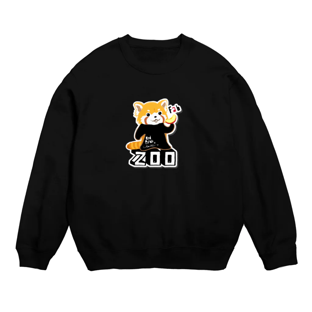 loveclonesのレッサーパンダ 0625 ZOOロゴ りんご大好き柄 Crew Neck Sweatshirt