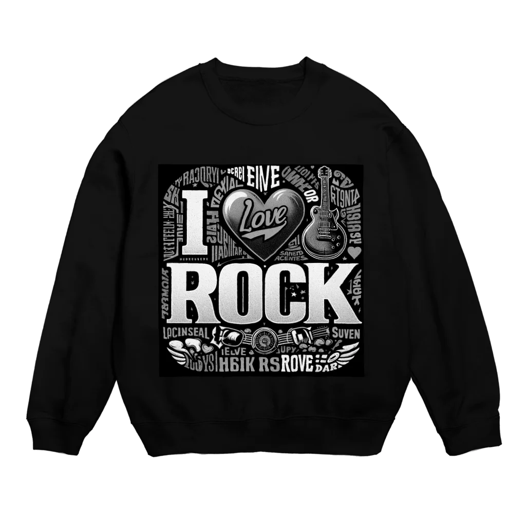 ロック堂のI LOVE ROCK Crew Neck Sweatshirt