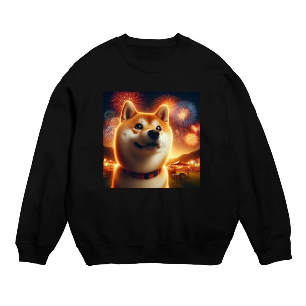 ANTARESの柴犬、花火を見る Crew Neck Sweatshirt