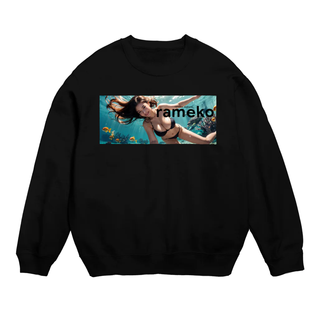 ramekoのラメ子_水着_黒 Crew Neck Sweatshirt