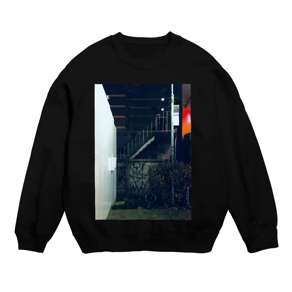  階段、花、炎の階段 らくがき Crew Neck Sweatshirt