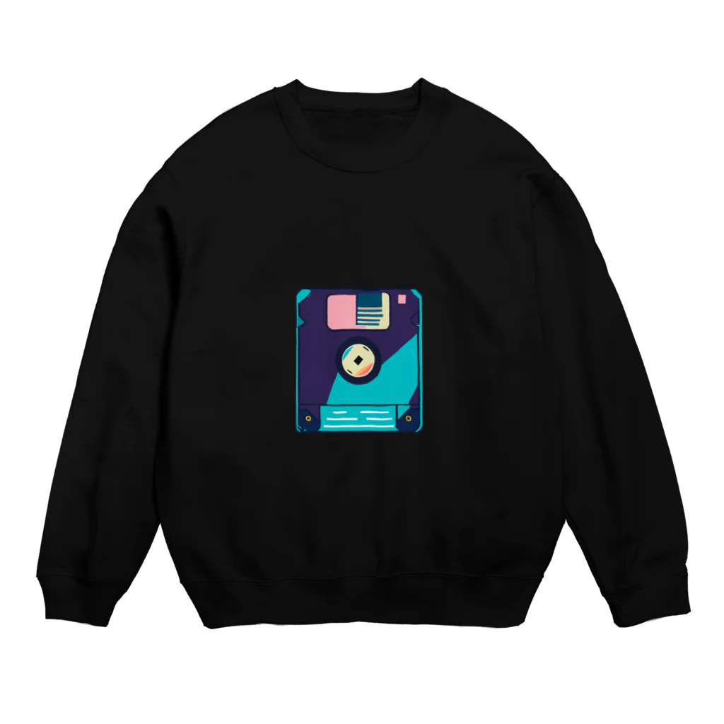 愛着ライフのレトロなネオンフロッピー Crew Neck Sweatshirt