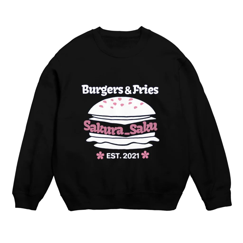 Burgers&Fries Sakura_SakuのBurgers&Fries Sakura_Saku ロゴアイテム（ホワイト） Crew Neck Sweatshirt