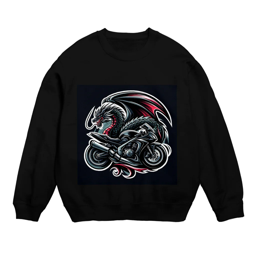 the blue seasonのドラゴンとバイクの融合: 力とスピードの象徴 Crew Neck Sweatshirt