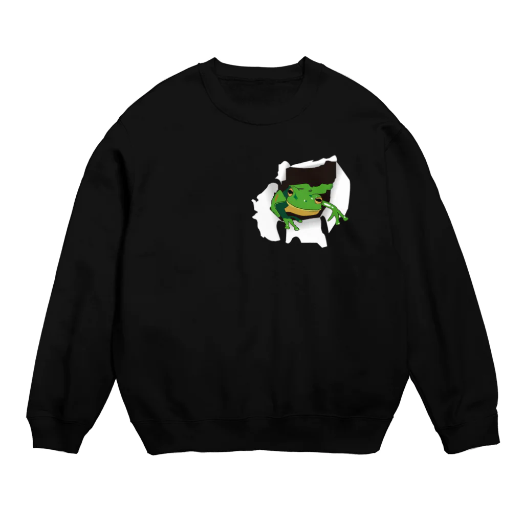 Drecome_Designの破れから蛙 Crew Neck Sweatshirt
