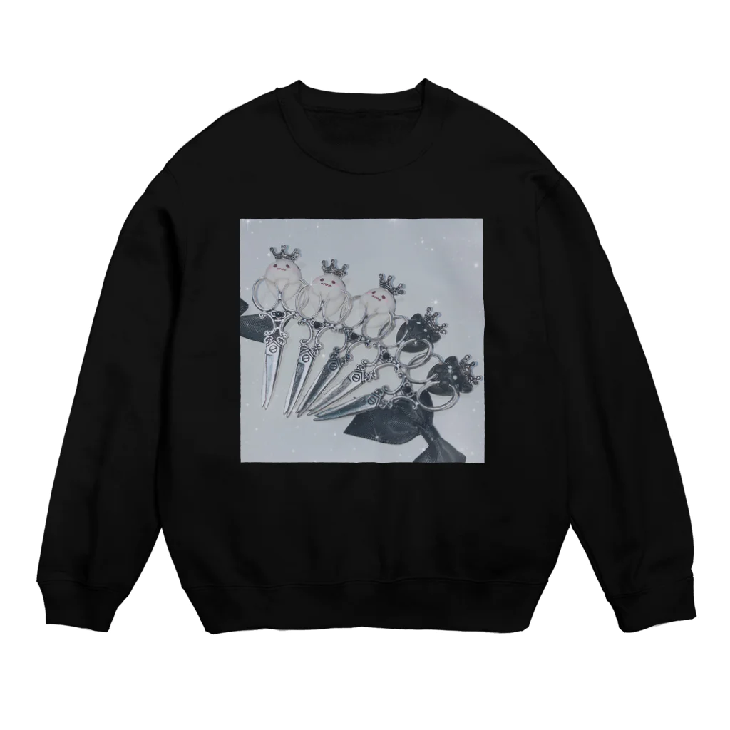 Sugary グッズ👻のハサミ×ばけろん×黒ねこおばけ Crew Neck Sweatshirt