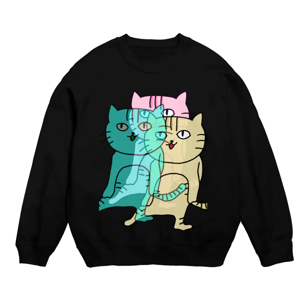 Sizimi_Kusodasaの残像猫 Crew Neck Sweatshirt