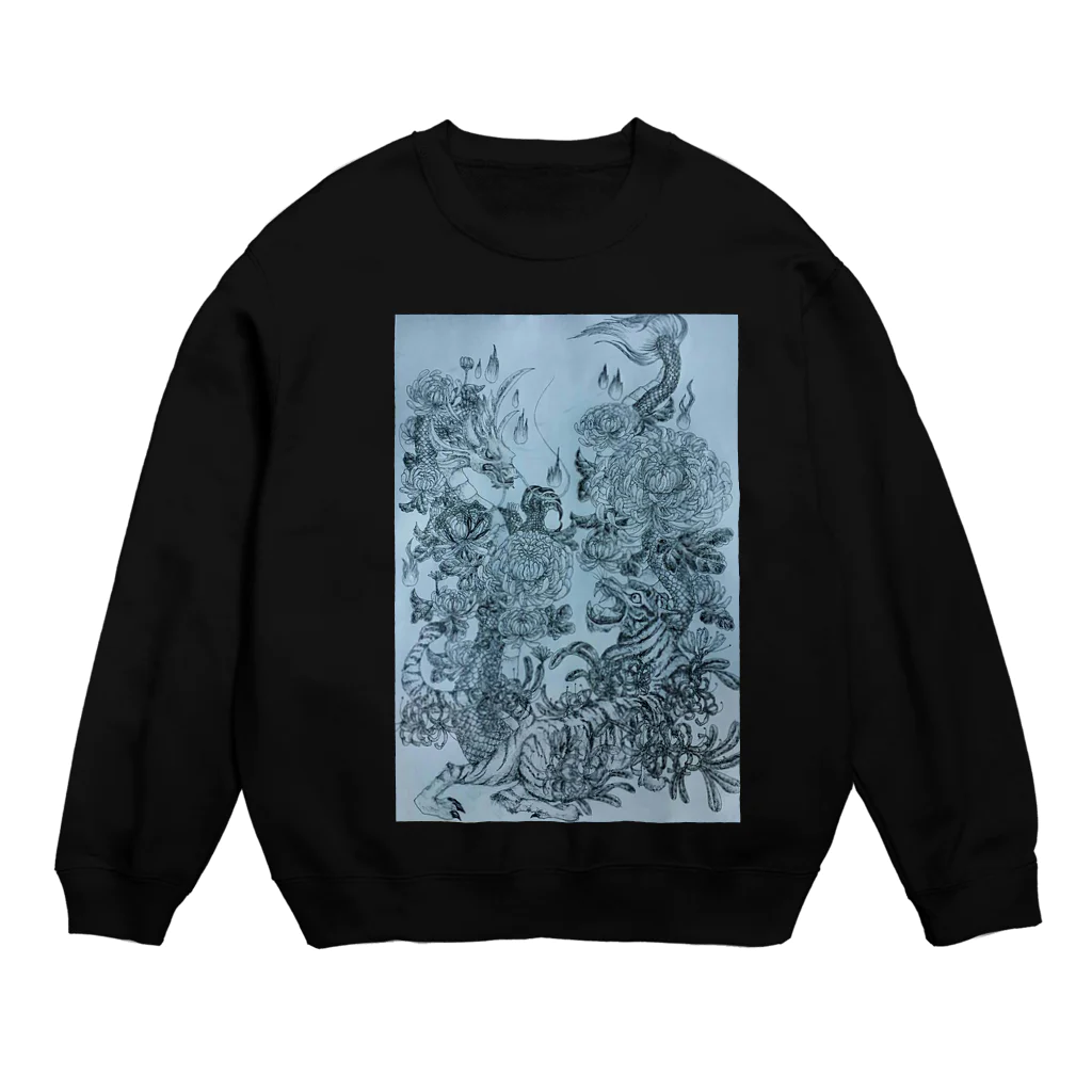 なる@ボールペン画の竜虎 Crew Neck Sweatshirt