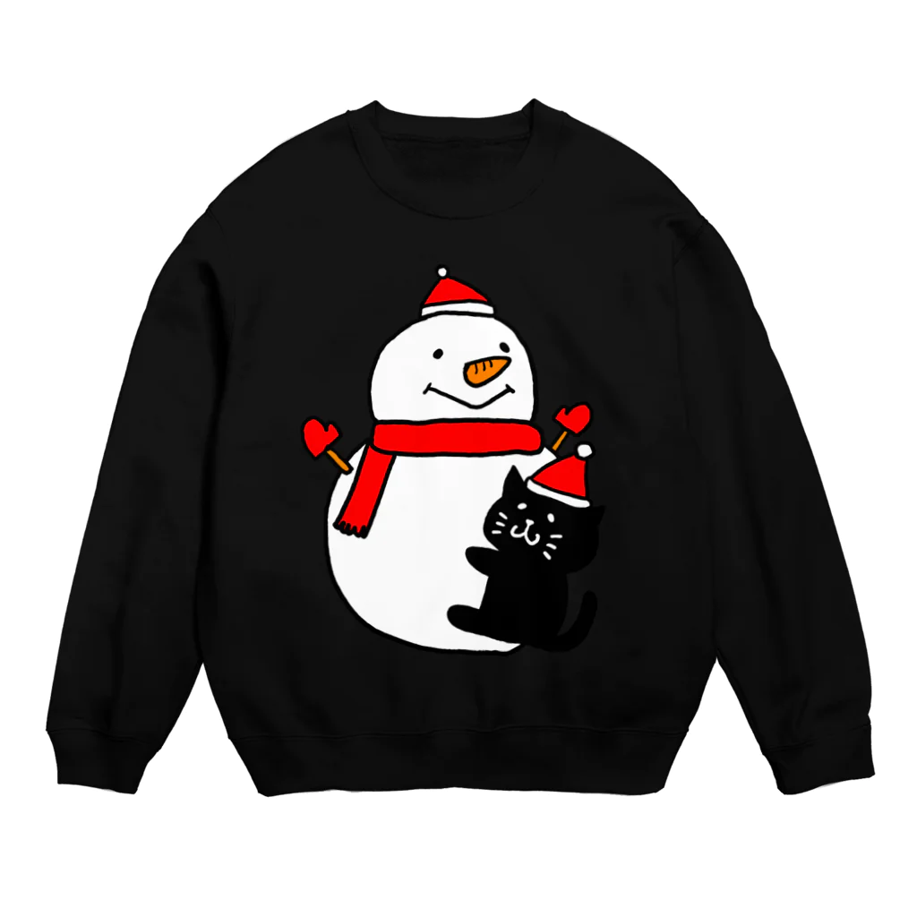 えかきにゃんこのお店♪のくろねことゆきだるま Crew Neck Sweatshirt