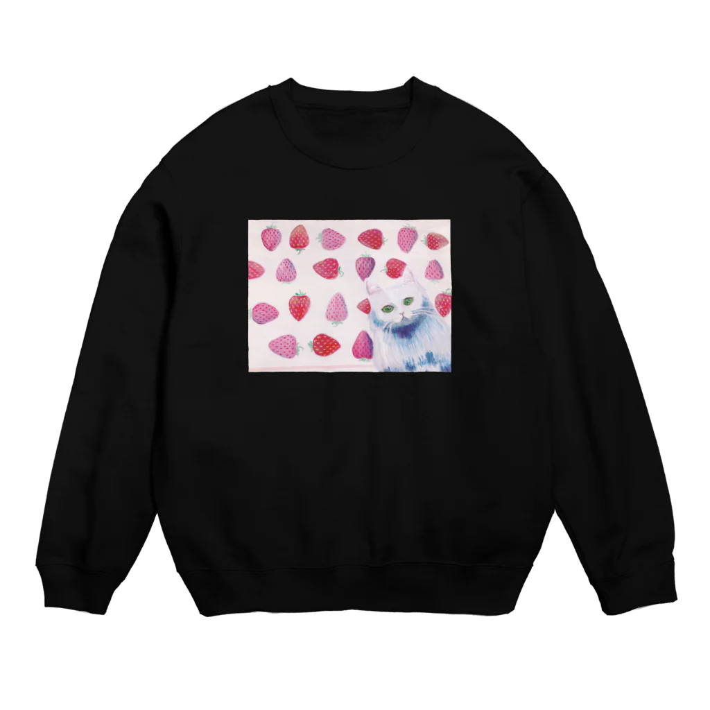 ぺりる屋の苺ねこ Crew Neck Sweatshirt