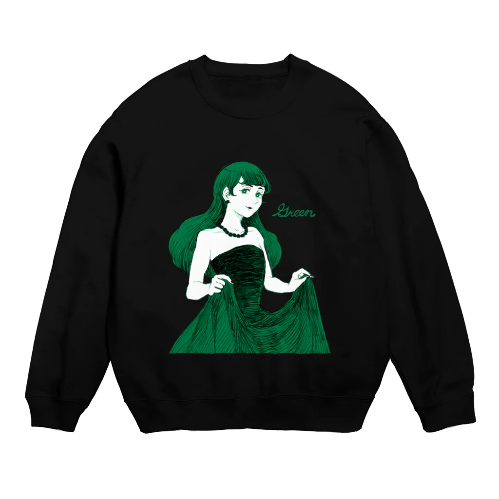 ユキノのショップのGreen Crew Neck Sweatshirt