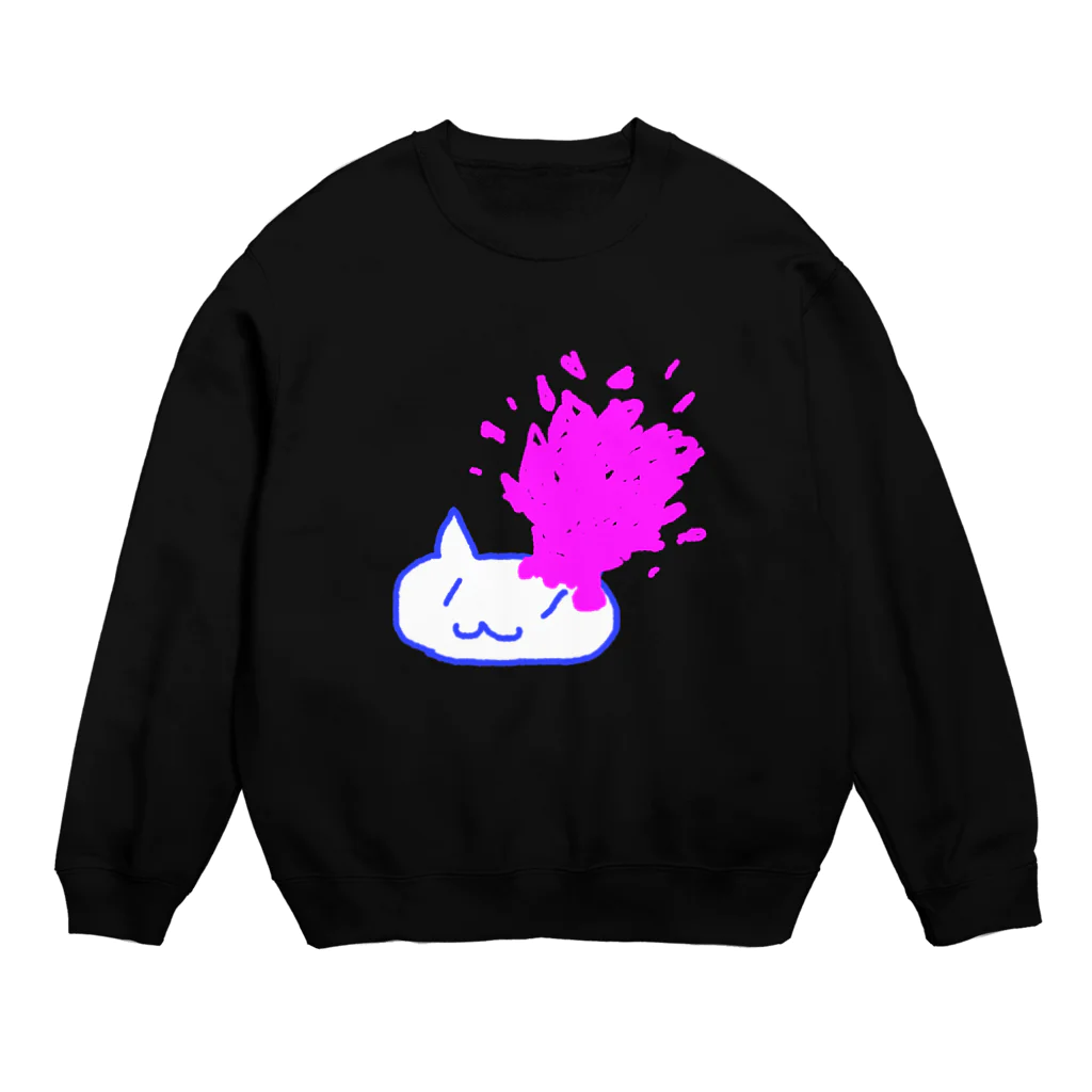 ツチブタすい臓商店の溢血（ねこ部分白ver） Crew Neck Sweatshirt