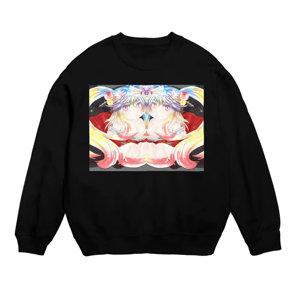 ぺちゃの ○。銀狐堂。○ のフェイク双子 Crew Neck Sweatshirt