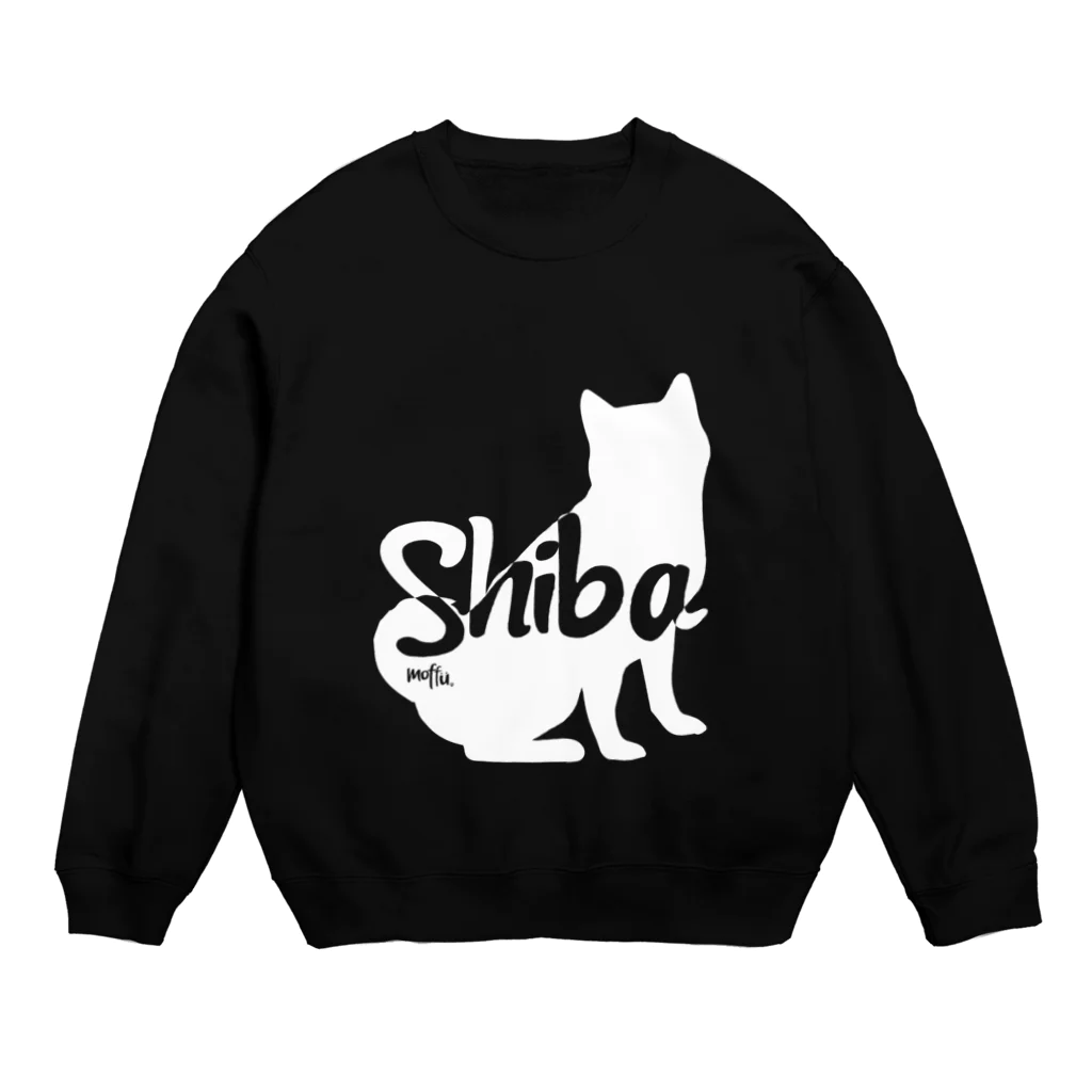 moffuの01柴犬　白シルエット Crew Neck Sweatshirt