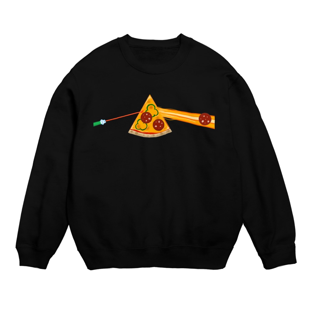 レコードの巣の狂気とチーズほとばしるピザ Crew Neck Sweatshirt