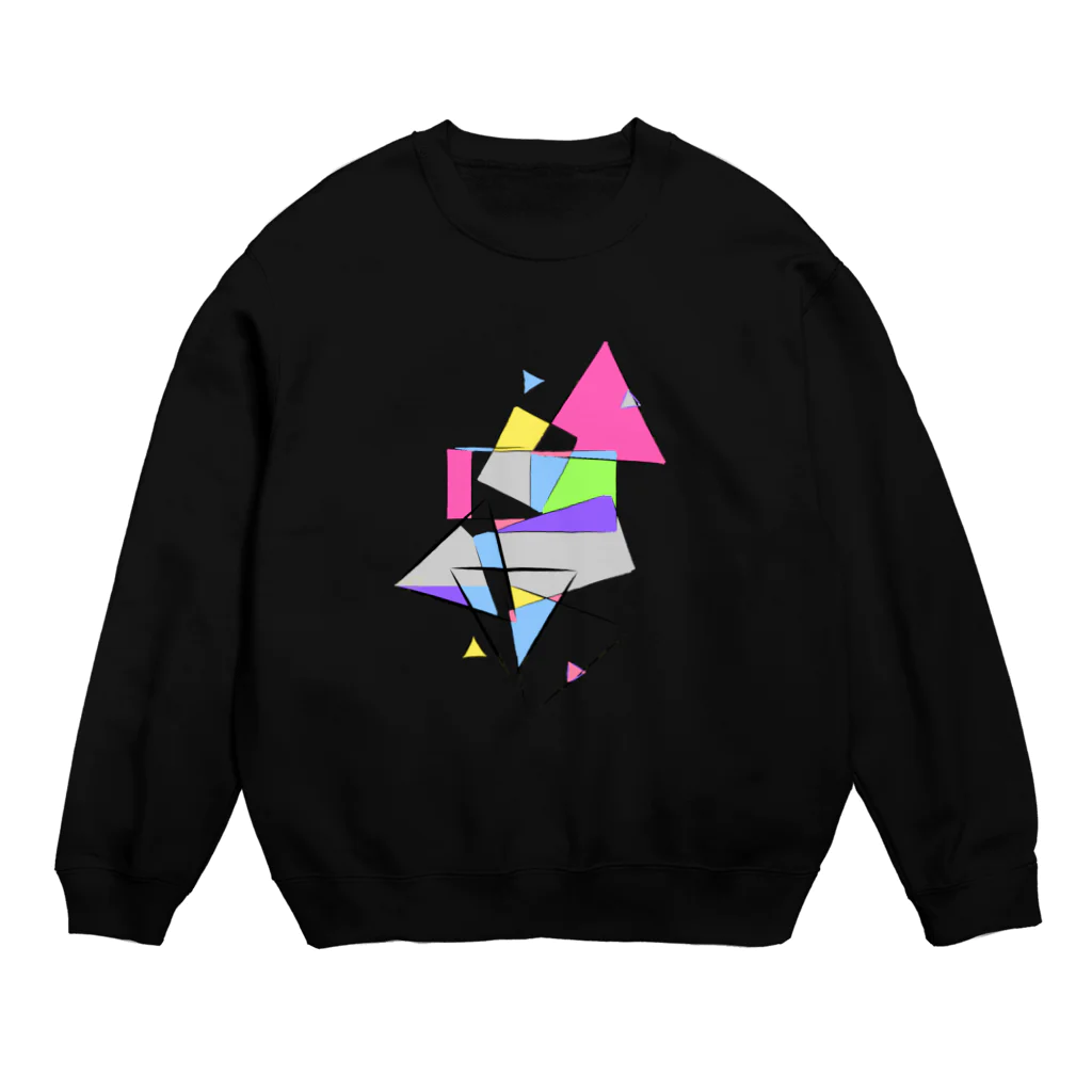 茶碗蒸しのぎんなんネコの幾何学ワールド Crew Neck Sweatshirt