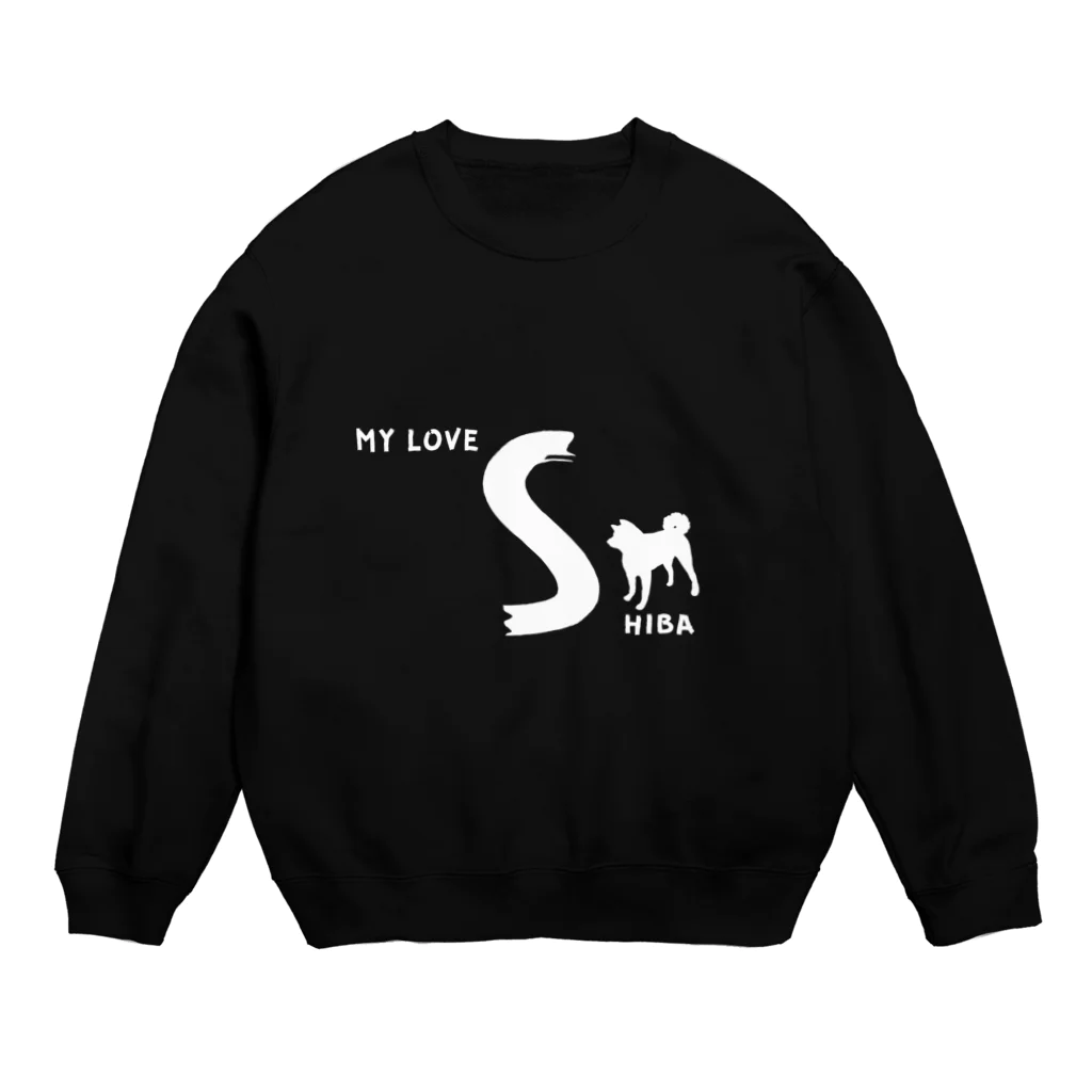 onehappinessのMY LOVE SHIBA（柴犬）　ホワイト Crew Neck Sweatshirt