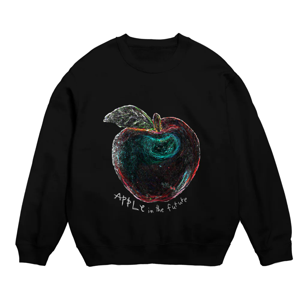 GYAOOOOO（・∀・）のApple in the future (Black Background ver) Crew Neck Sweatshirt