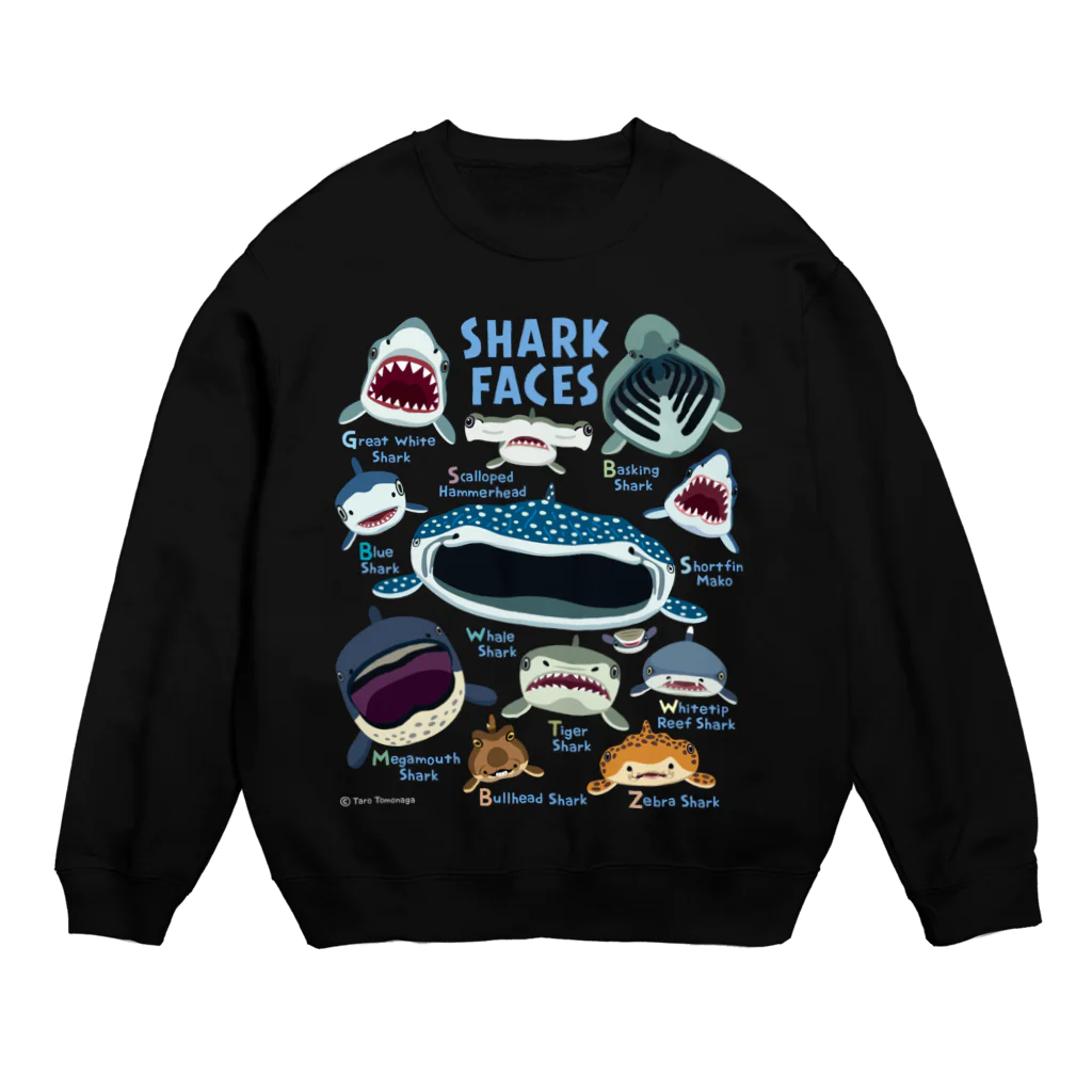 ぼくのすいぞくかん SUZURI店のサメカオdeepcolor長袖 Crew Neck Sweatshirt