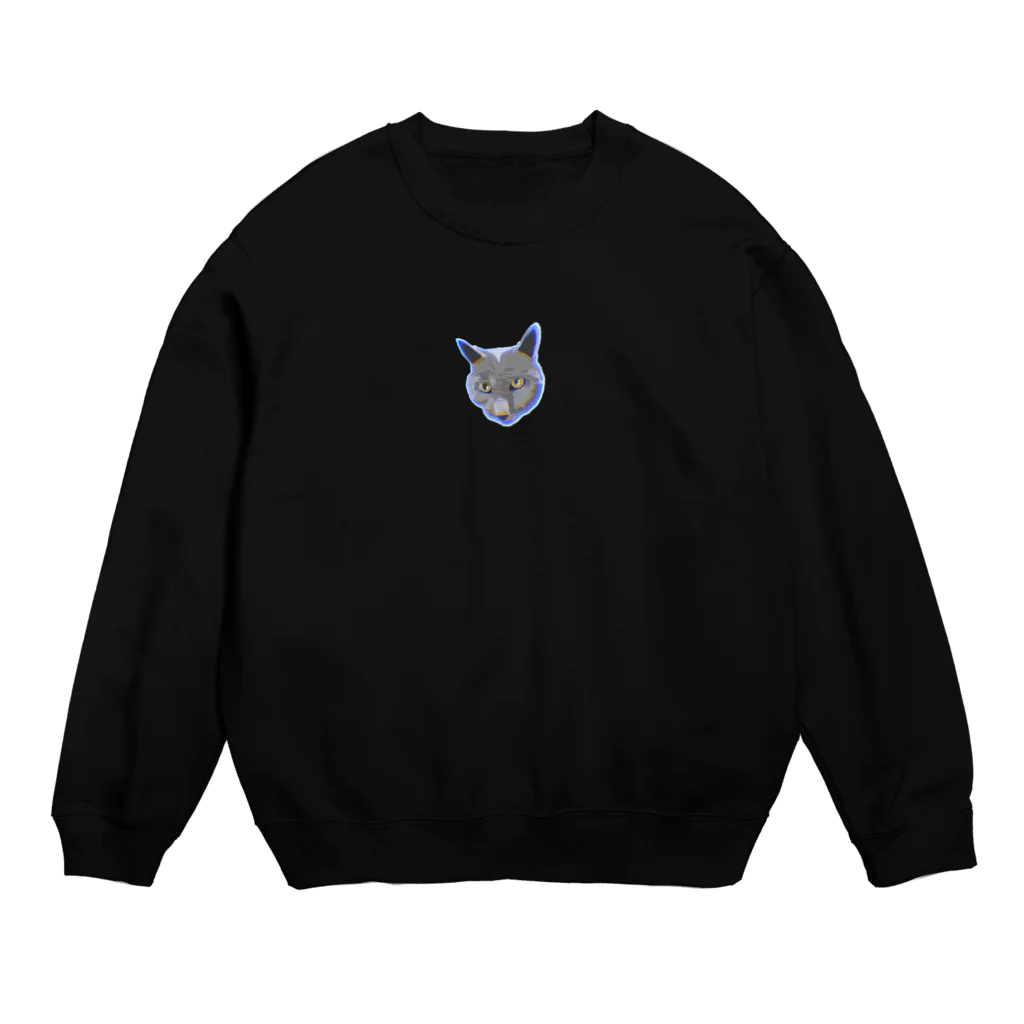 ロシアンブルーとマルチーズのロンリーロシアンブルー Crew Neck Sweatshirt