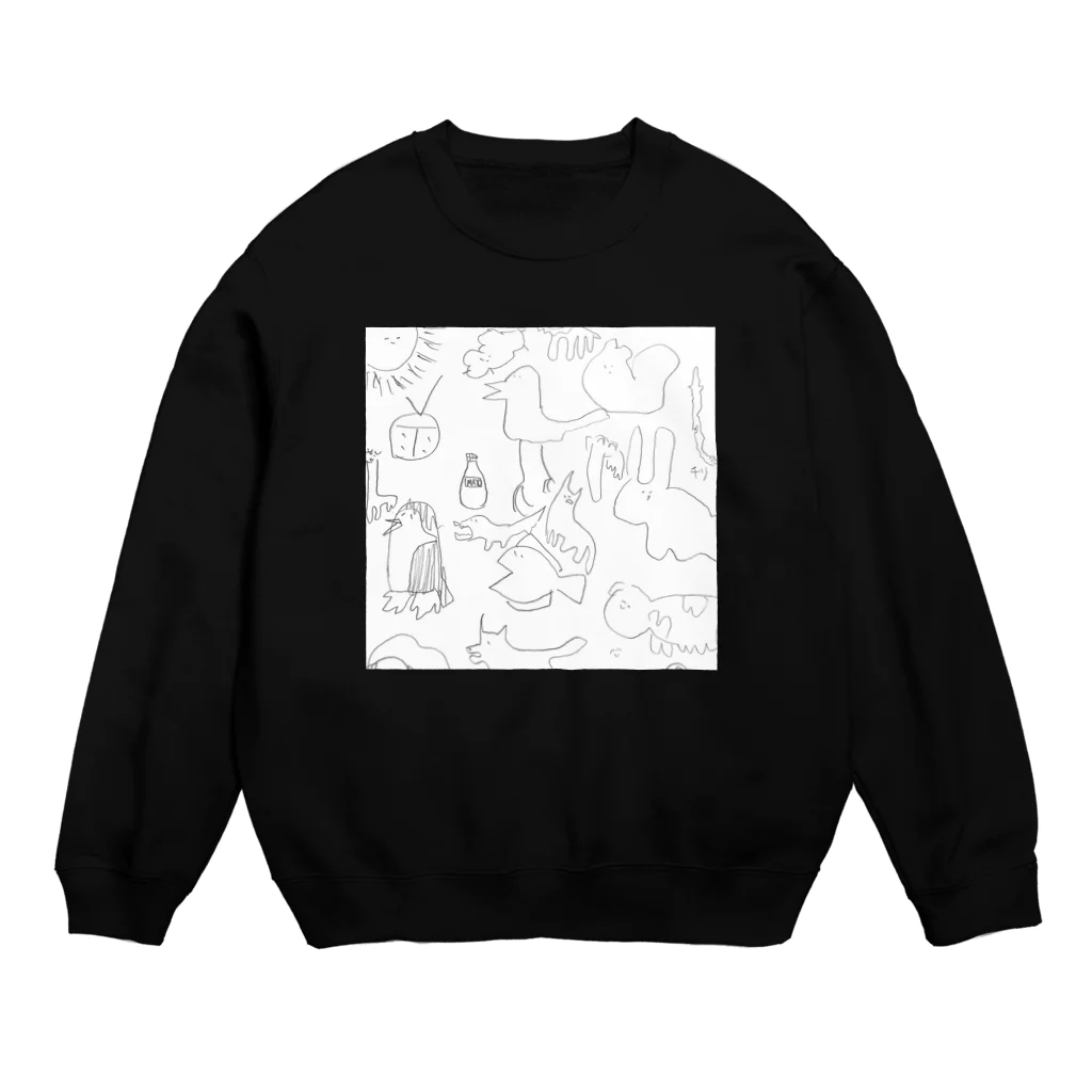 正真正銘焼肉定食のどうぶつ白 Crew Neck Sweatshirt