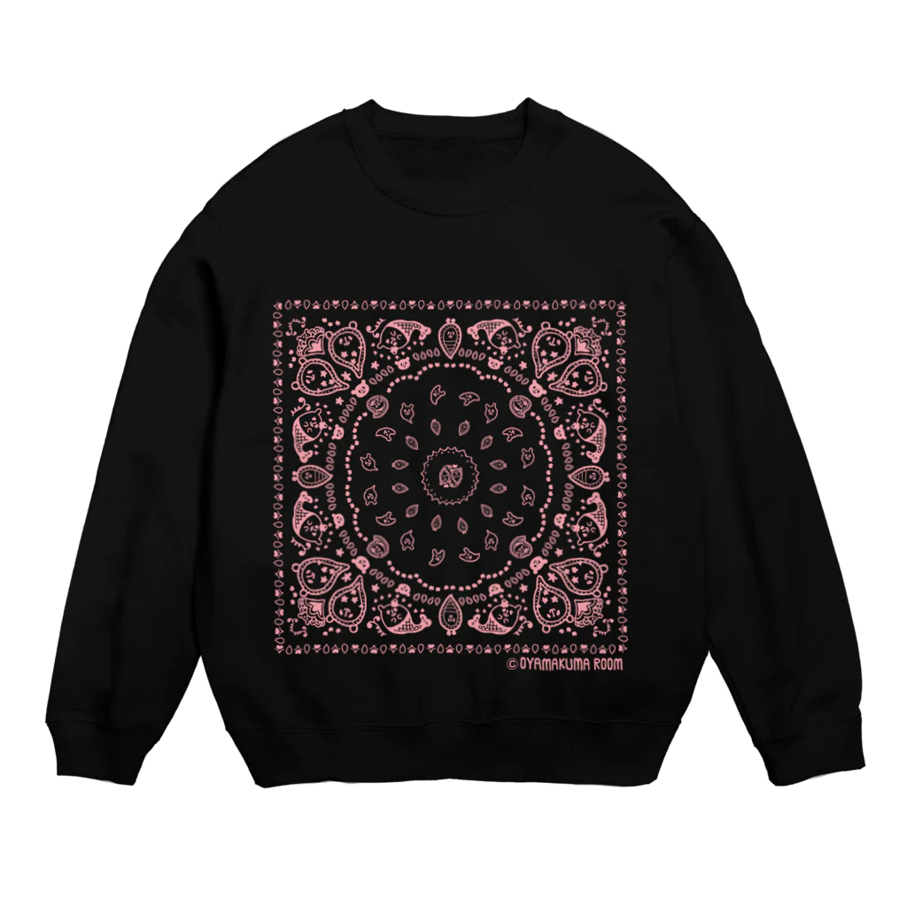 おやまくまオフィシャルWEBSHOP:SUZURI店のおやまくまバンダナ柄（ピンク） Crew Neck Sweatshirt