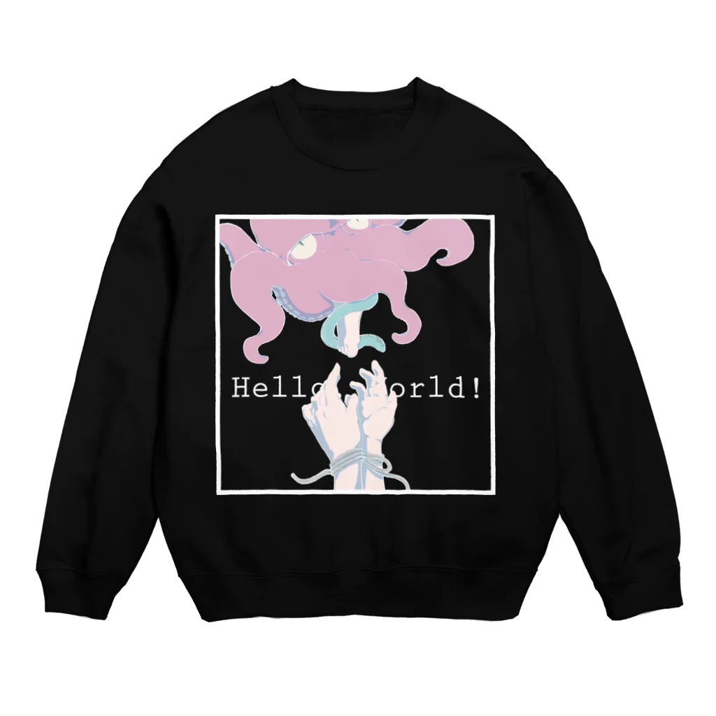 Medama-clapのHello World! black Crew Neck Sweatshirt