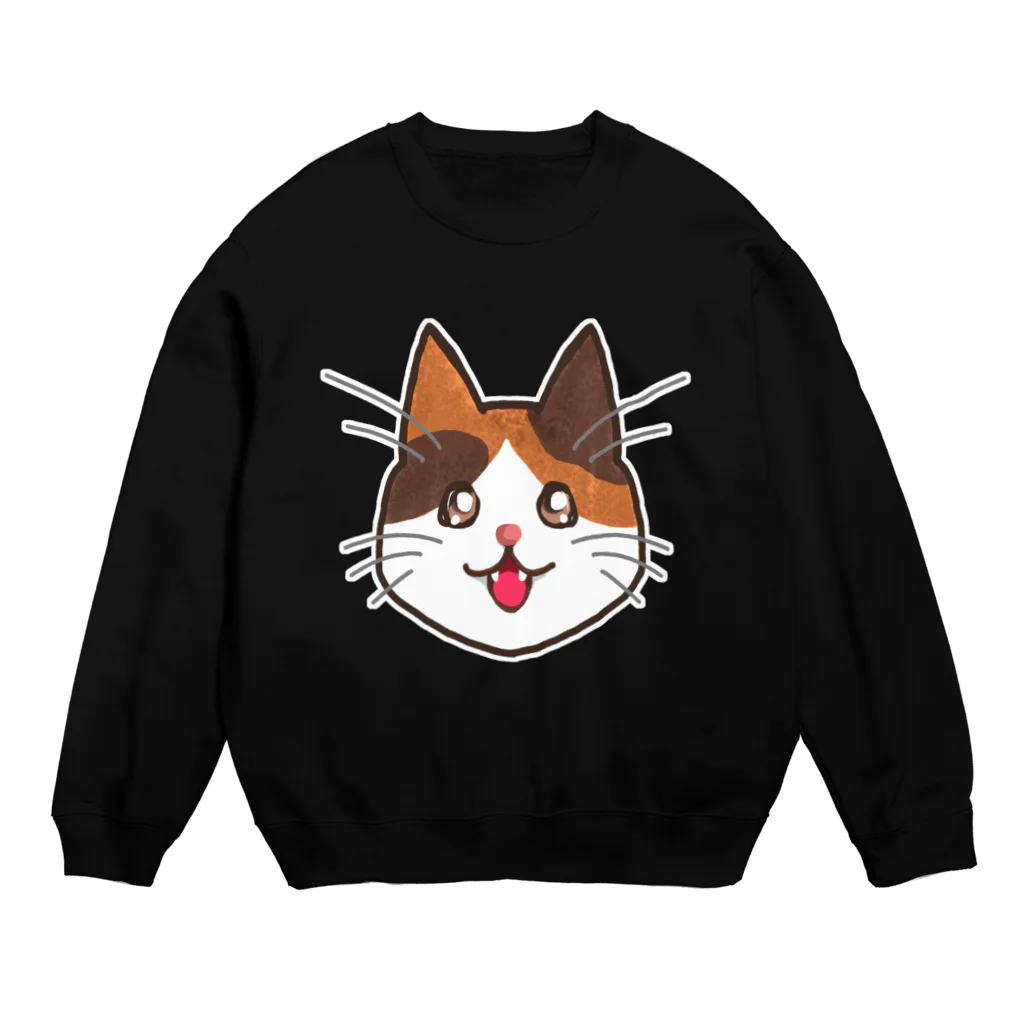 コナカマ通販SUZURI支店の三毛猫ちゃん Crew Neck Sweatshirt