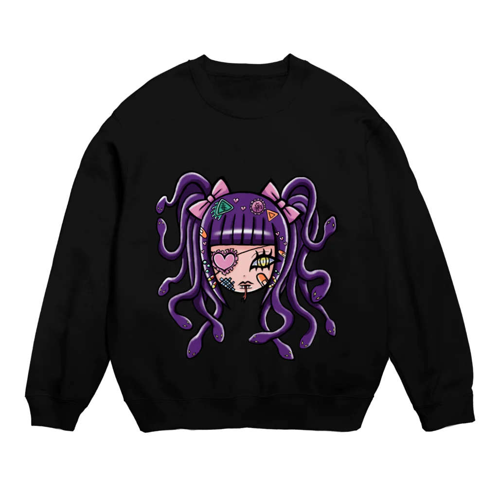 ツインテガスマスク女画家紅尾ちゃんのアイテムショップの病みかわメデューサちゃん Crew Neck Sweatshirt