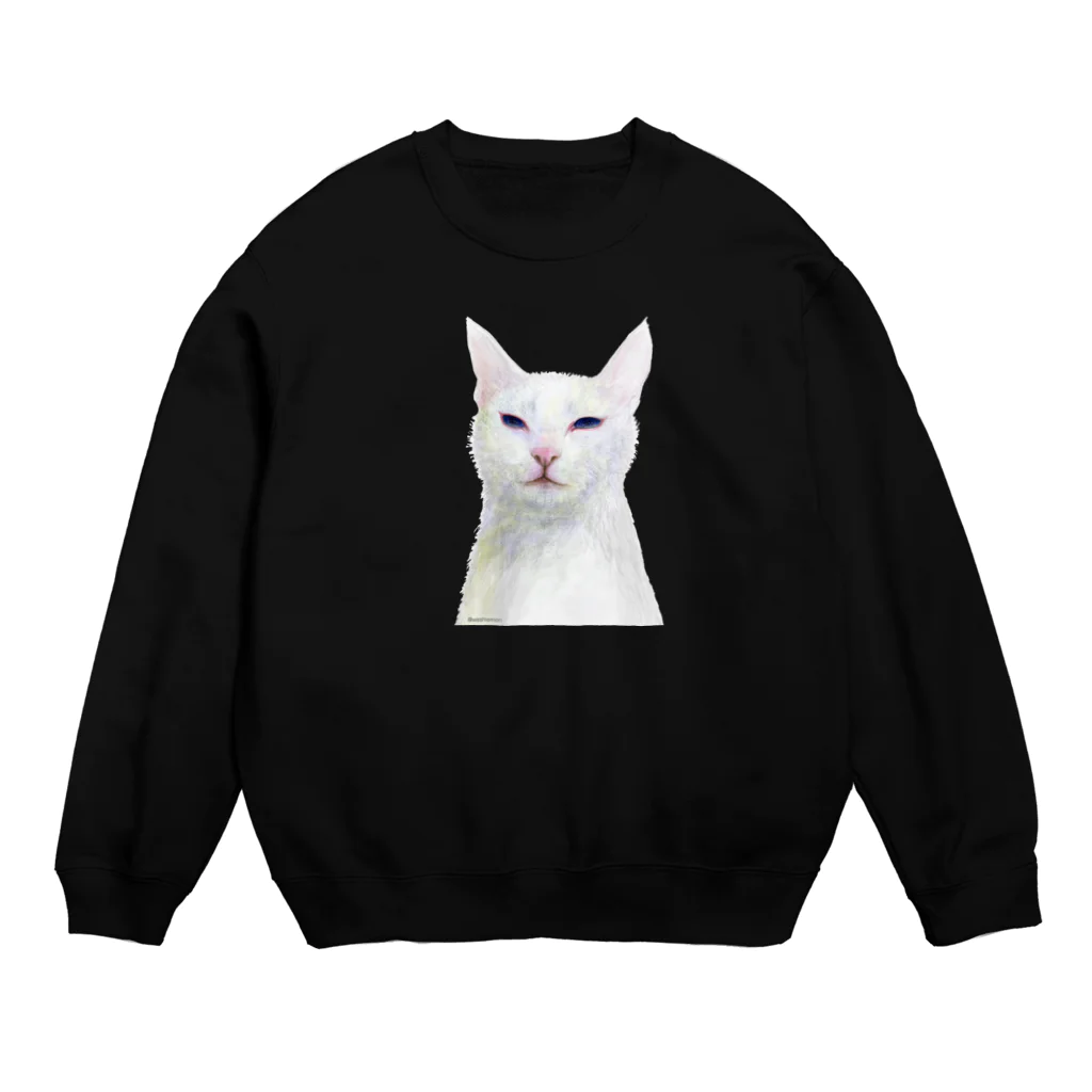 Washiemon and Ai-chan's Shopの白い猫 Crew Neck Sweatshirt